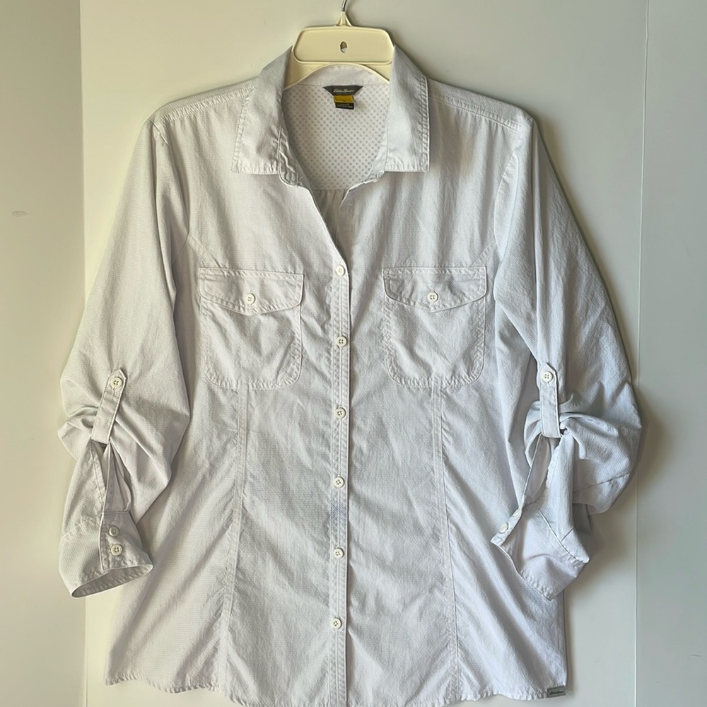 Eddie Bauer  Women's Size  Large Button Down Shirt with Roll up sleeves